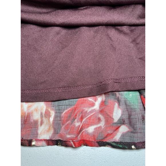 Torrid NWT $84 Burgundy Floral Chiffon Mock Neck midi Party Dress Size 3X - Picture 9 of 10